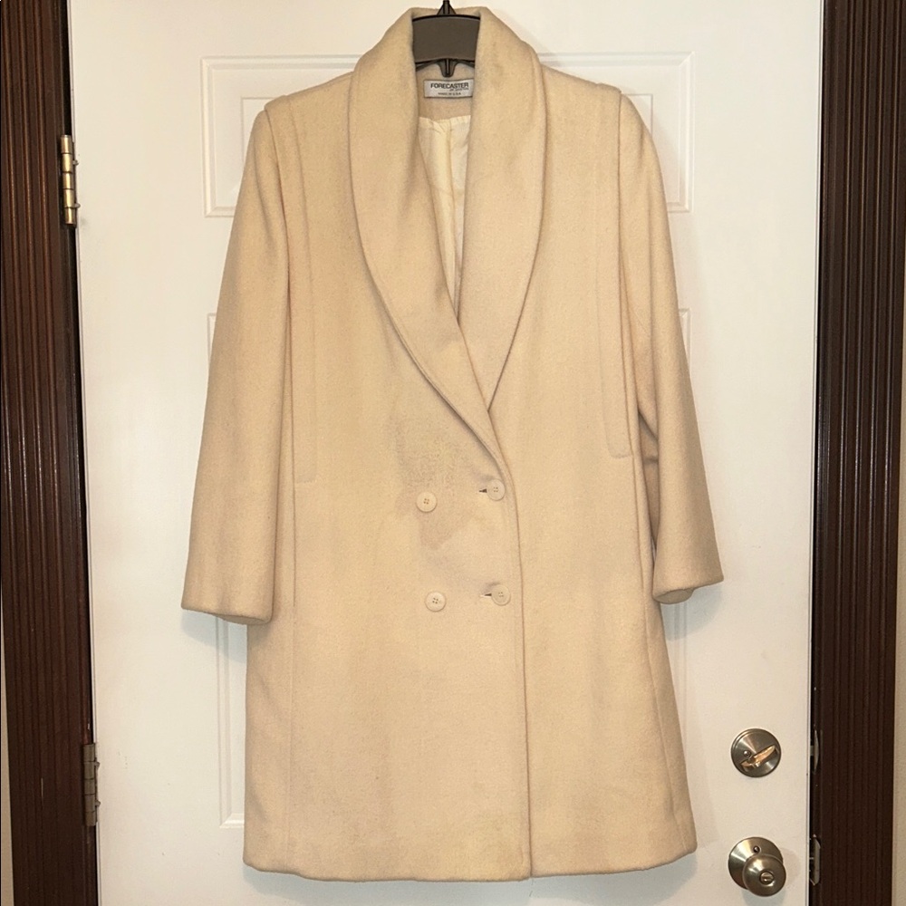 Forecaster Vintage Wool Double-Breasted Women's Coat Sz 7/8 Cream Long